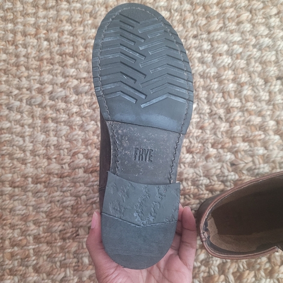 Frye Veronica Brown Distress Leather Ankle Boot with Buckle Size 7 Grunge Biker - Picture 6 of 7